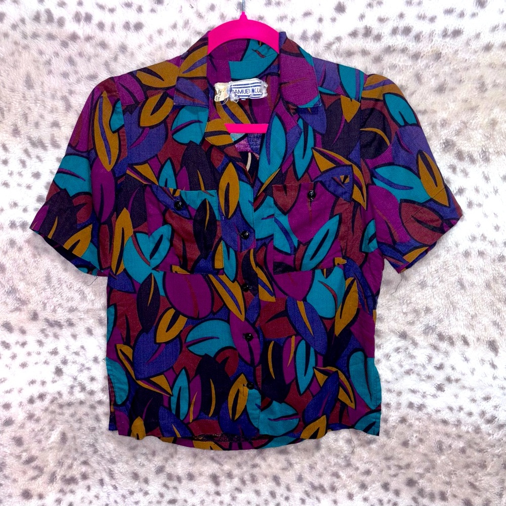 WOMENS VINTAGE 90s SAMUEL BLUE BUTTON DOWN TOP